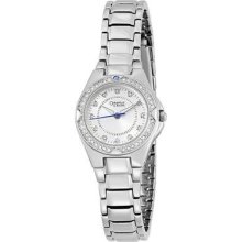Caravelle By Bulova Women's 43l121 Crystal Bracelet Watch Silver Dial