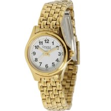Caravelle by Bulova Women's Gold Plated Bracelet White Dial Watch 44L5