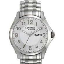 Caravelle Men`s Stainless Steel Round Dial Expansion Bracelet Dress Watch