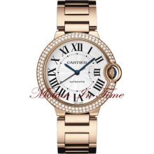 Cartier Ballon Bleu Diamond Medium Rose Gold Bracelet Automatic We9005z3 36.6mm