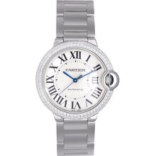 Cartier Ballon Bleu Midsize18k White Gold & Diamond Watch WE96006Z3