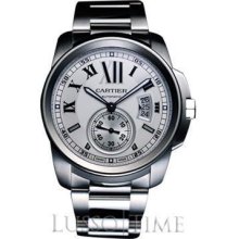 Cartier Calibre Large Stainless Steel Bracelet White Men's Watch - W7100015