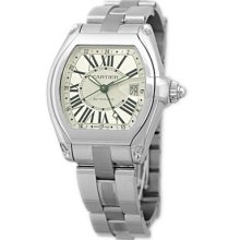 Cartier Gent's Large Xl Stainless Steel Roadster Gmt Dual Time Automatic Perfect