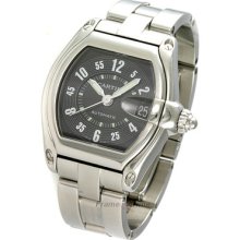 Cartier Mens Roadster Black Arabic Automatic Ss Stainless Steel Watch W62004v3