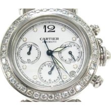 Cartier Pasha Chronograph Automatic Watch Round Cut Diamond 3.81ct
