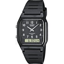 Casio Aw-48H-1Bvef Quartz Analogue-Digital Gents Watch With A Black Dial And Black Resin Strap