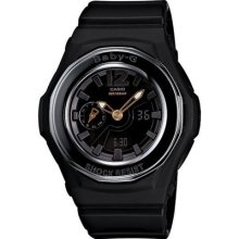 Casio Bga141-1 Solid Black Resin Band Analog & Digital, Water Resistant Watch