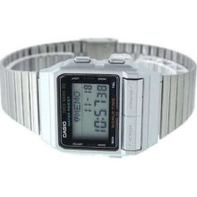Casio Db-520-1a Db520 World Time Alarm Telememo 50 Digital Silver Watch