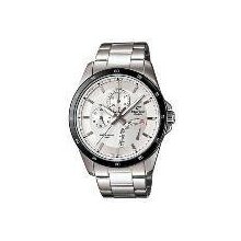 Casio Ef341d-7av Mens Silver Stainless-steel White Dial Watch