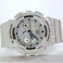 Casio G-shock Men's X-large Analog Digital Dual White Resin Sports Watch Ga100a
