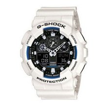 Casio G-Shock World Time White Analog Digital GA-100B-7A Mens Watch