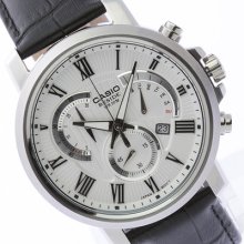 Casio Leather Beside Mens Quartz Watch Date Day Chronograph Analog Bem-506bl-7a