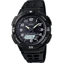 Casio Men's Black Tough Solar World Time Sport Watch Aq-s800w-1bv