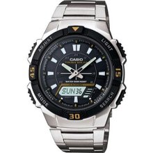 Casio Men's Core AQS800WD-1EV Silver Stainless-Steel Quartz Watch with Black Dial