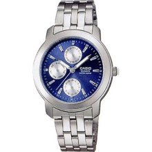 Casio Men's Core MTP1192A-2A Silver Stainless-Steel Quartz Watch with Blue Dial