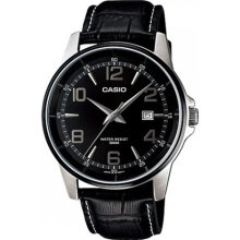 Casio Men's Core MTP1344AL-1A2V Black Leather Quartz Watch with Black Dial