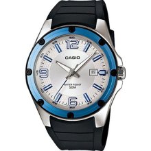Casio Men's Core MTP1346-7AV Black Resin Quartz Watch with Silver Dial