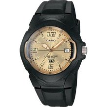 Casio Men's Core MW600F-9AV Black Resin Quartz Watch with Gold Dial