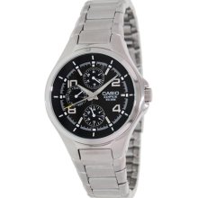 Casio Men's Edifice ef316d-1av Silver Stainless-Steel Quartz Watch with Black Dial