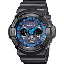 Casio Mens G-Shock Ana-Digi Resin Watch - Gray Resin Strap - Blue Dial - GA200SH-2A