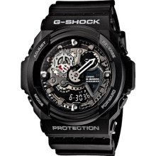 Casio Men's G-Shock Plastic Resin Case and Bracelet Silver Digital Skeleton Dial GA300-1A