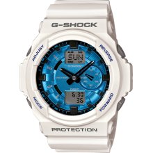 Casio Mens GA150MF-7A G-Shock Analog-Digital Metallic Blue / White Resin Strap Watch