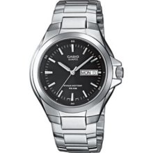 Casio Mtp-1228D-1Avef Gents Watch Quartz Analogue Black Dial Silver Steel Strap