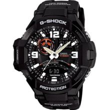 Casio Shock Mens Twin Sensor Black And Orange Watch Ga-1000-1a