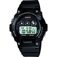 Casio W-214hc-1avef Sports Timer Illuminator Automatic Calendar Watch Rrp Â£25.00