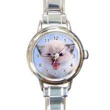 Cat Kitten 16 Starter Italian Charm Links Round Watch 04