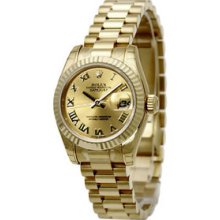 Certified Pre-Owned Rolex Datejust President Gold Ladies Watch 79178