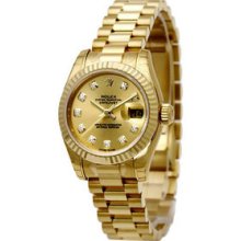 Certified Pre-Owned Rolex Datejust Ladies President Gold Watch 69178