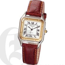 Charles Hubert Classic Mens White Dial Dress Watch with Tan Calf Leather Strap 3395