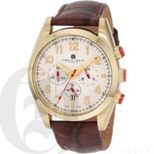 Charles-Hubert Men's Gold-Plated Stainless Steel White Dial Chronograph Watch 3895-G