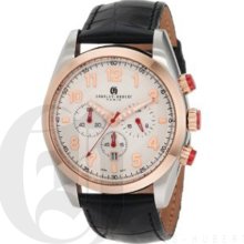 Charles-Hubert Men's Rose Gold-Plated Bezel Stainless Steel White Dial Chronograph Watch 3895-RG