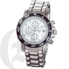 Charles Hubert Premium Mens White Dial Stainless Steel Chronograph Watch 3550-W