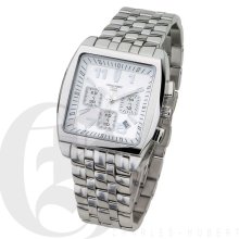 Charles Hubert Premium Mens White Dial Stainless Steel Chronograph Watch 3697