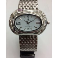 Charlie Jill Watch Silver Dial With Rhinestone And Stainless Steel Bracelet
