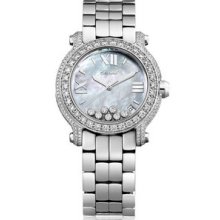 Chopard Happy Sport Round 36mm White Gold Pave Watch 277480-1004