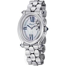 Chopard Womens 'happy Sport Oval' Mother Of Pearl Diamond Dial Watch 278418-3004