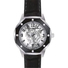 Christian Audigier Men's Revo SWI-660 Black Leather Quartz Watch ...