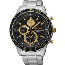 Chronograph Stainless Steel Case and Bracelet Black Dial Tachymeter Bezel