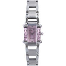 Chronotech Women's Pink Dial Stainless Steel Crystal Quartz Watch