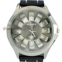 Chrysanthemum Shaped Metal Dial Design Quartz Unisex Wrist Watch-Black