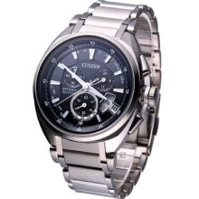 Citizen Attesa Eco-drive Radio Titanium Watch Black By0020-59e Made In Japan