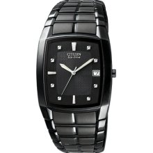 Citizen Eco-drive Black Dial Black Ion Plated Date Men's Watch Bm6555-54e