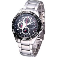 Citizen Eco-drive Chronograph Titanium Watch Black Ca0030-52e Made In Japan