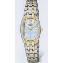 Citizen Eco Drive Ladies` 2-tone Silhouette Crystal Watch (29x20 Mm Case)