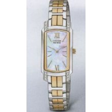 Citizen Eco Drive Ladies` 2-tone Silhouette Crystal Watch (28x18 Mm Case)