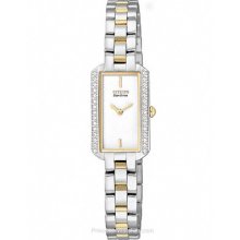 Citizen Eco-Drive Ladies Silhouette Two-Tone Crystal Watch EG2784-58A